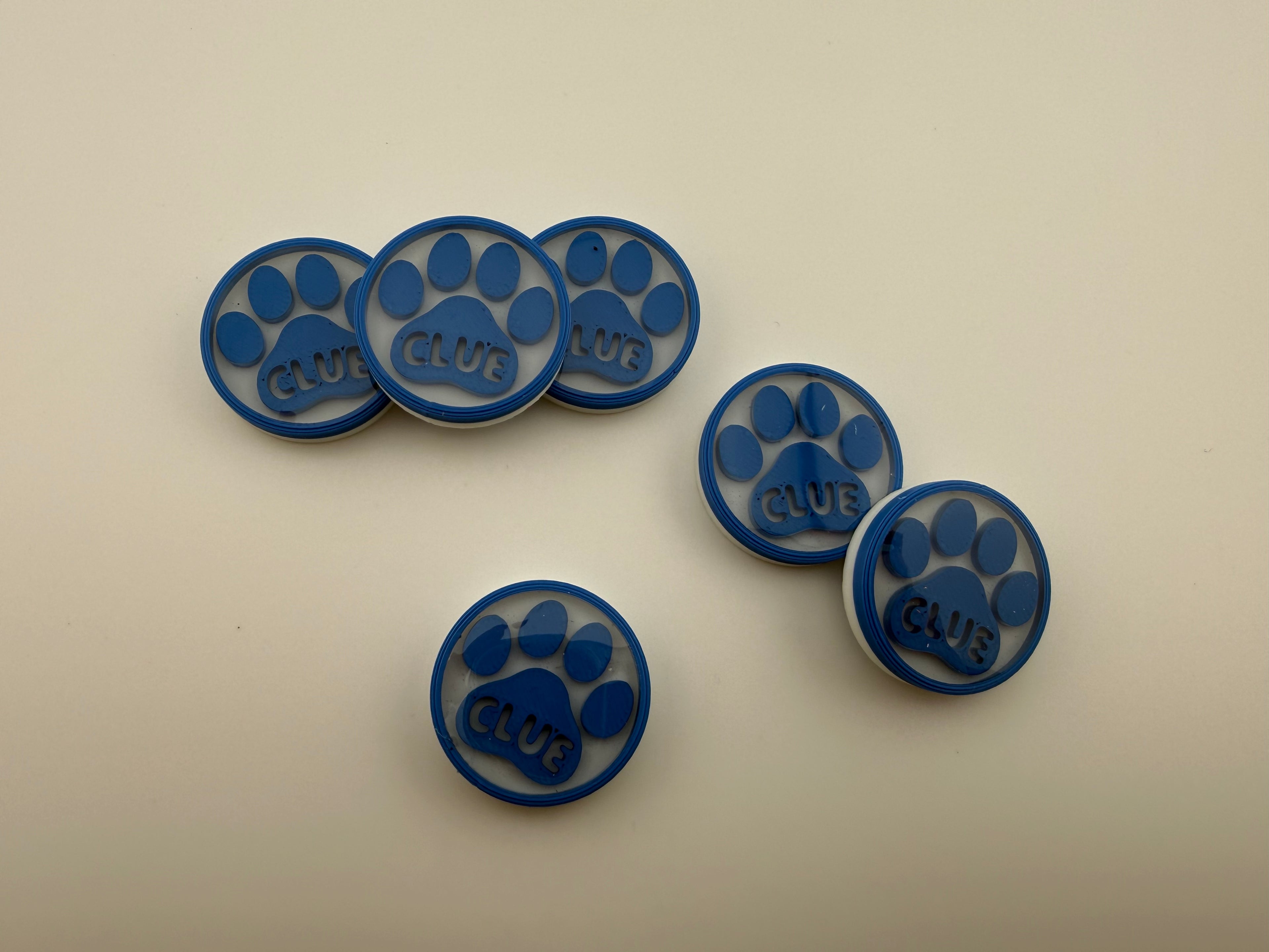 Paw Print Clue Tokens – 90s Nostalgia Inspired Tabletop Game Tokens - Set of 6
