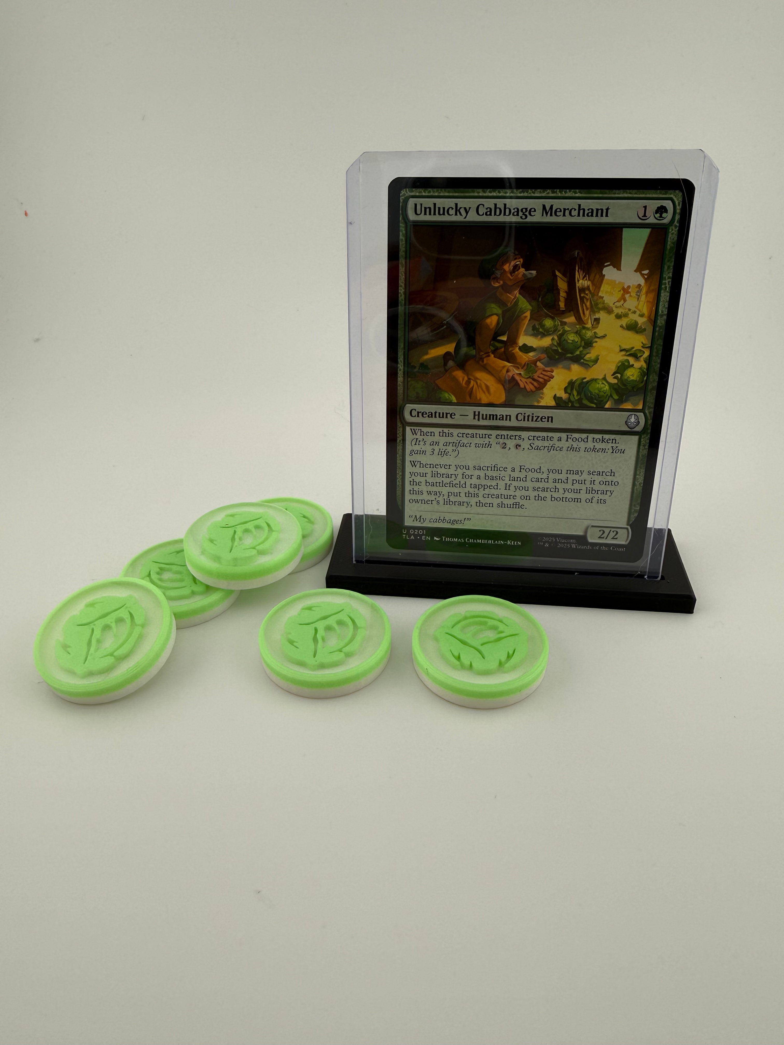 Glow in the Dark Cabbage Food Tokens | MTG Commander EDH Accessory (Set of 6)