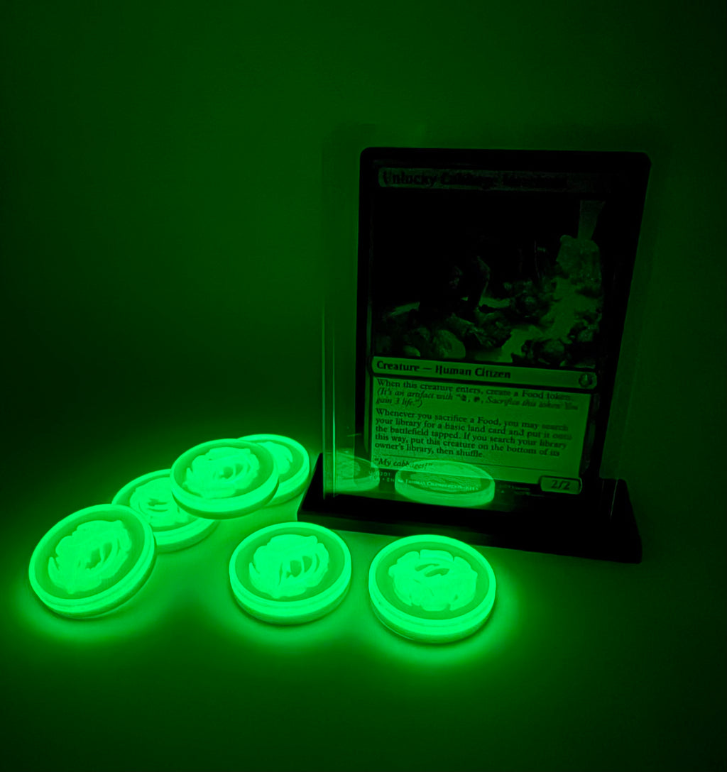 Glow in the Dark Cabbage Food Tokens | MTG Commander EDH Accessory (Set of 6)