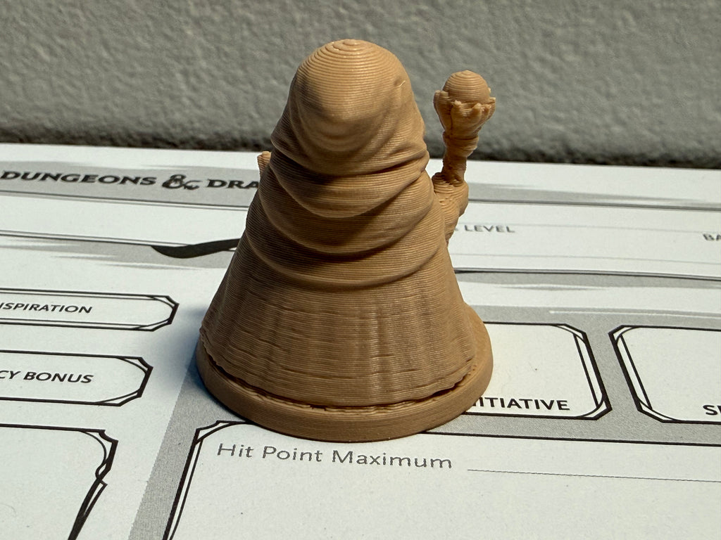 Cat Wizard Miniature – Hooded Spellcaster Familiar – 1.4” 3D Printed DND / Pathfinder RPG Mini