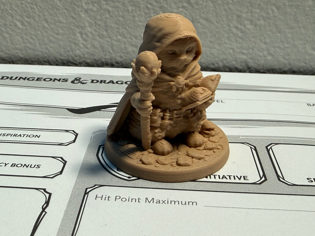 Cat Wizard Miniature – Hooded Spellcaster Familiar – 1.4” 3D Printed DND / Pathfinder RPG Mini