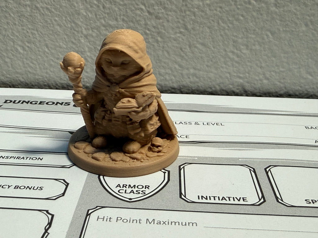 Cat Wizard Miniature – Hooded Spellcaster Familiar – 1.4” 3D Printed DND / Pathfinder RPG Mini