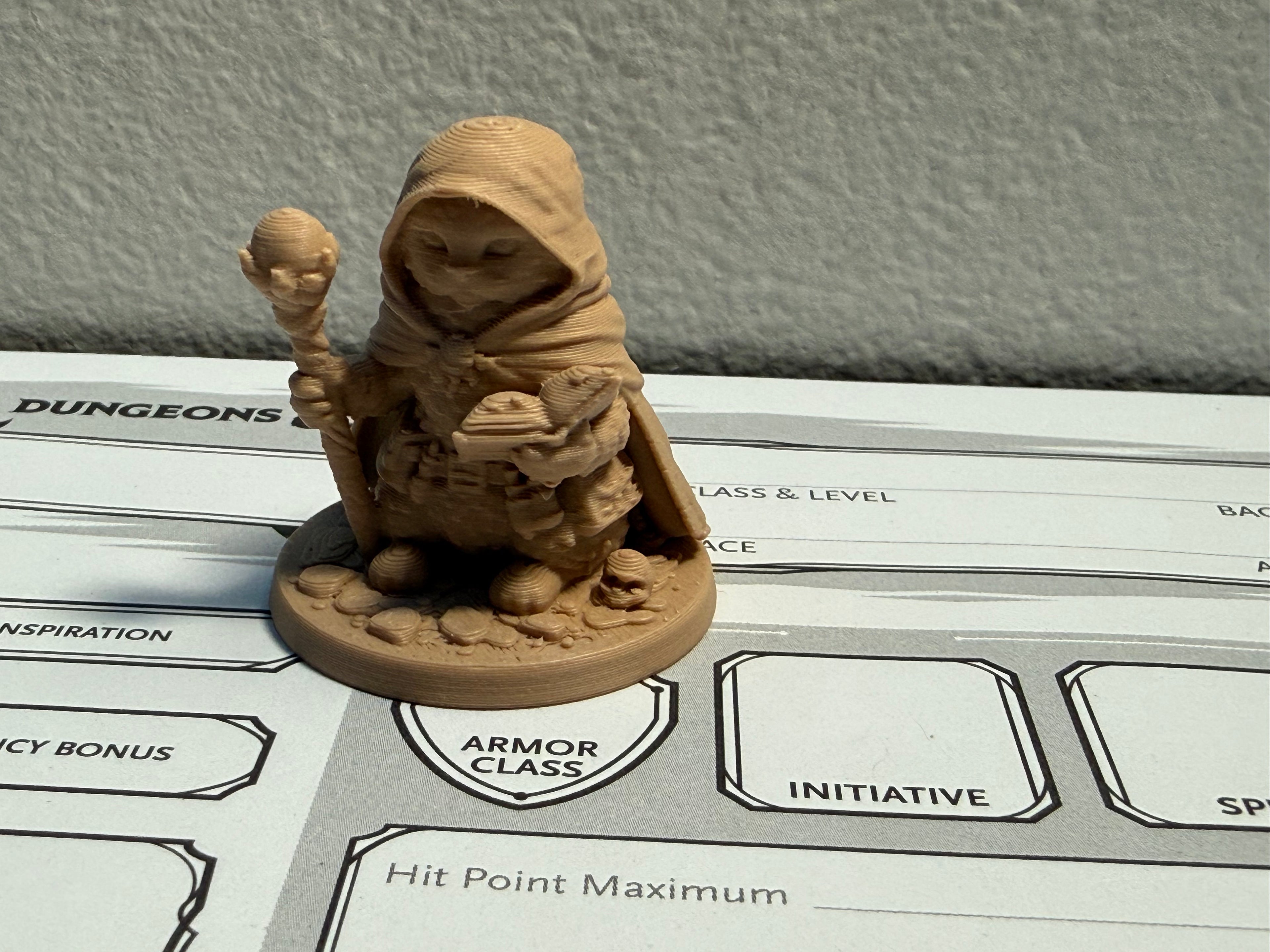 Cat Wizard Miniature – Hooded Spellcaster Familiar – 1.4” 3D Printed DND / Pathfinder RPG Mini