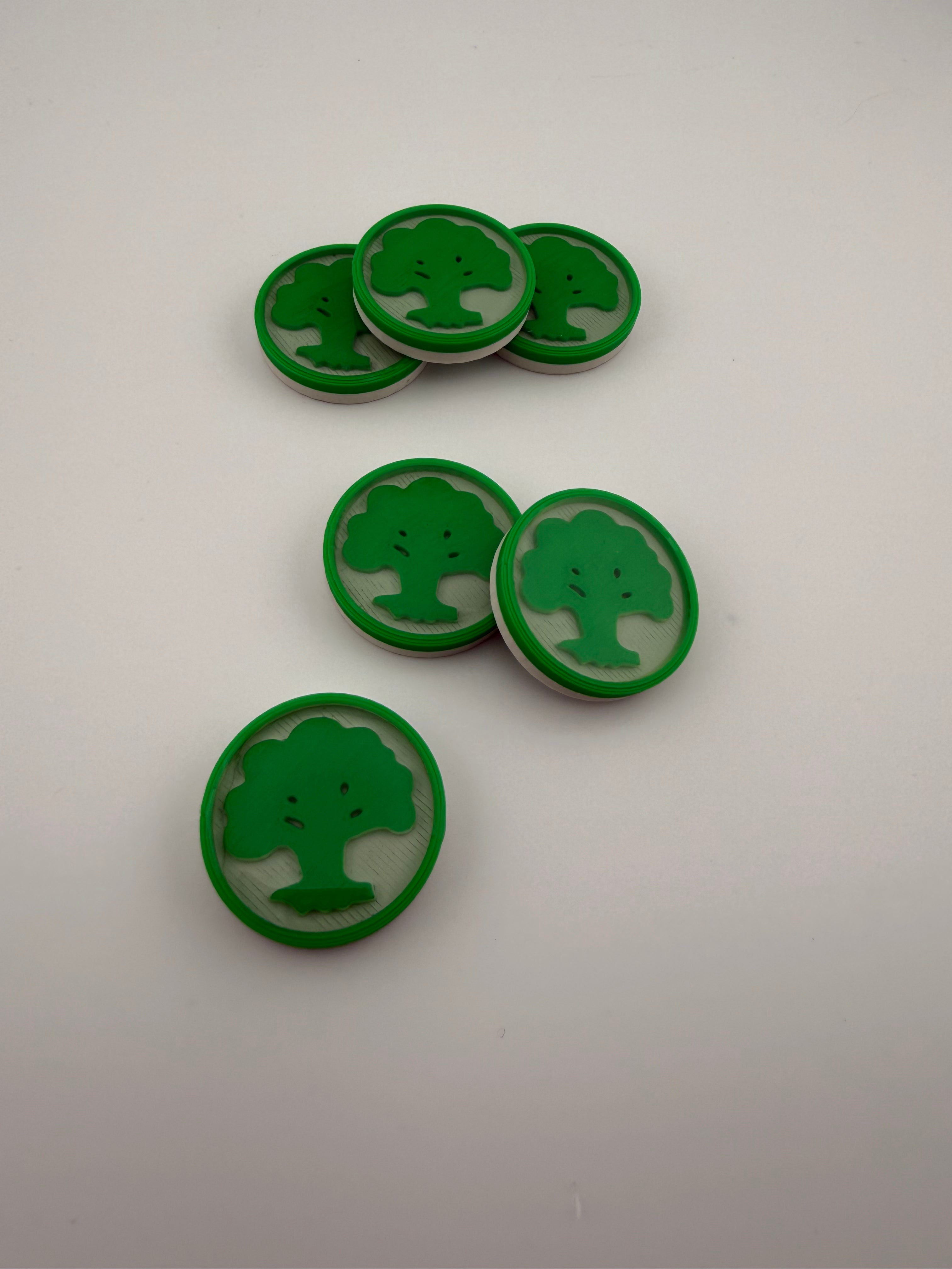 Mana Counters – MTG Token Set – Plains, Island, Swamp, Mountain, Forest, Wastes – 3D Printed Magic Accessories – Choose Your Color