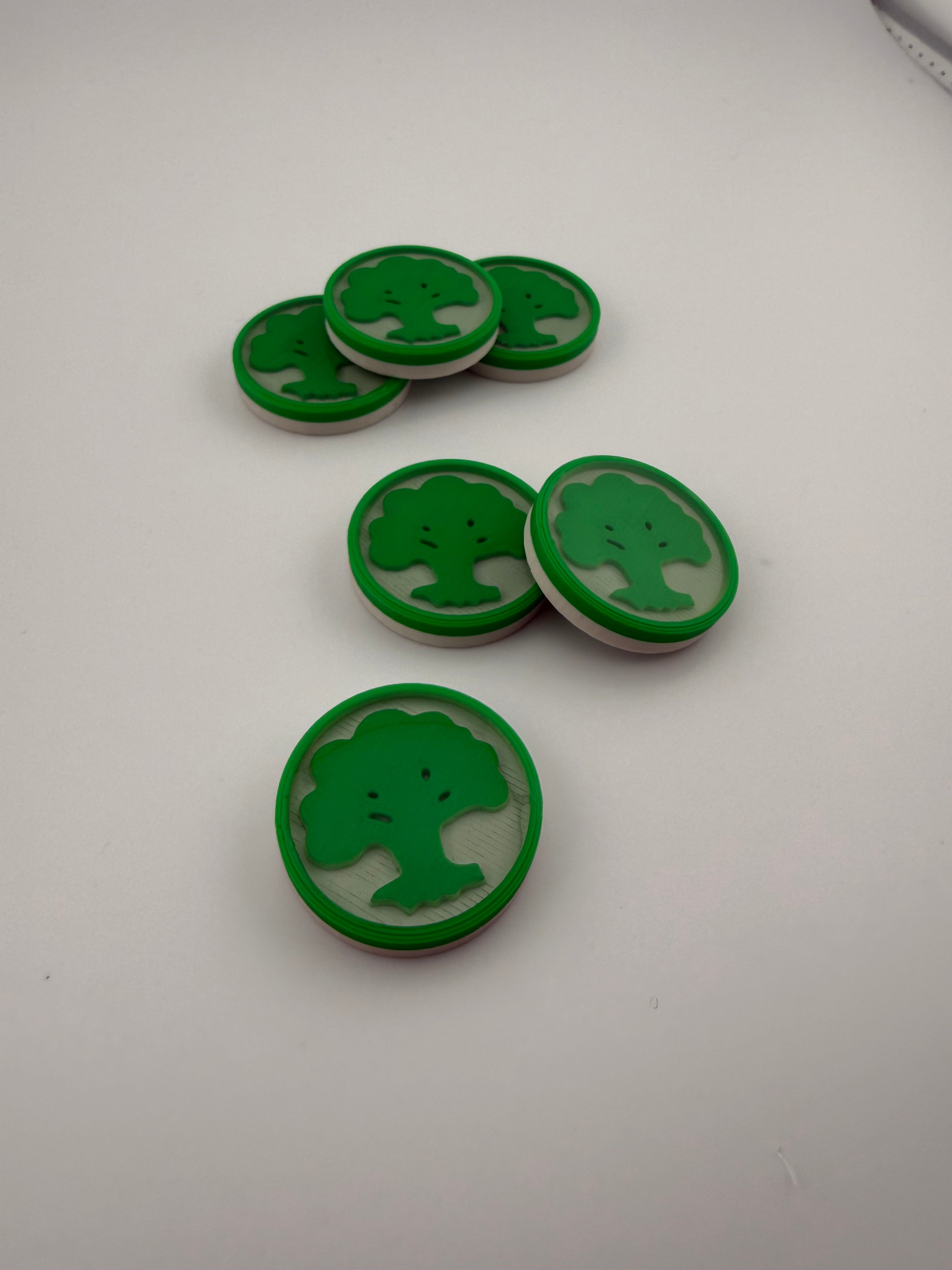 Mana Counters – MTG Token Set – Plains, Island, Swamp, Mountain, Forest, Wastes – 3D Printed Magic Accessories – Choose Your Color