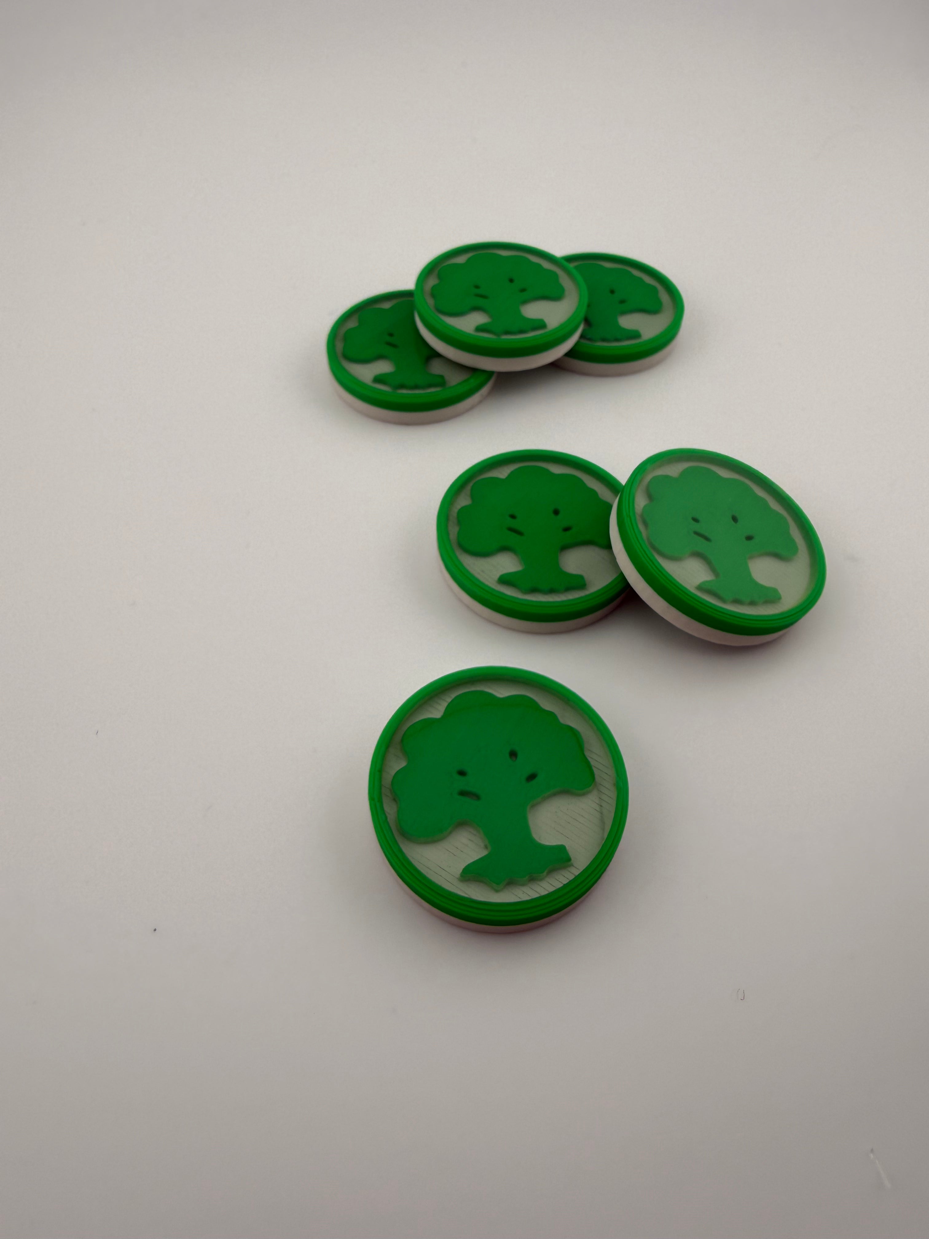 Mana Counters – MTG Token Set – Plains, Island, Swamp, Mountain, Forest, Wastes – 3D Printed Magic Accessories – Choose Your Color
