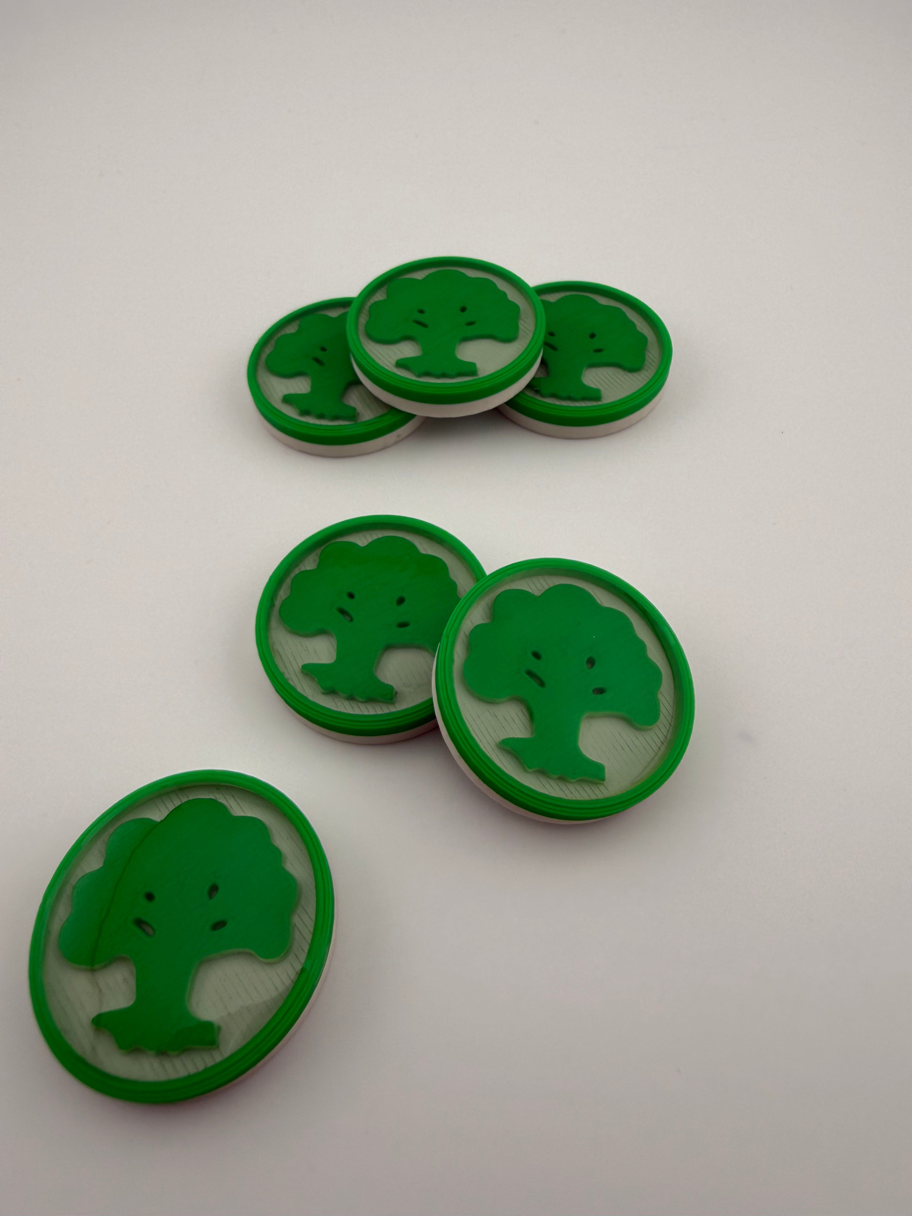 Mana Counters – MTG Token Set – Plains, Island, Swamp, Mountain, Forest, Wastes – 3D Printed Magic Accessories – Choose Your Color