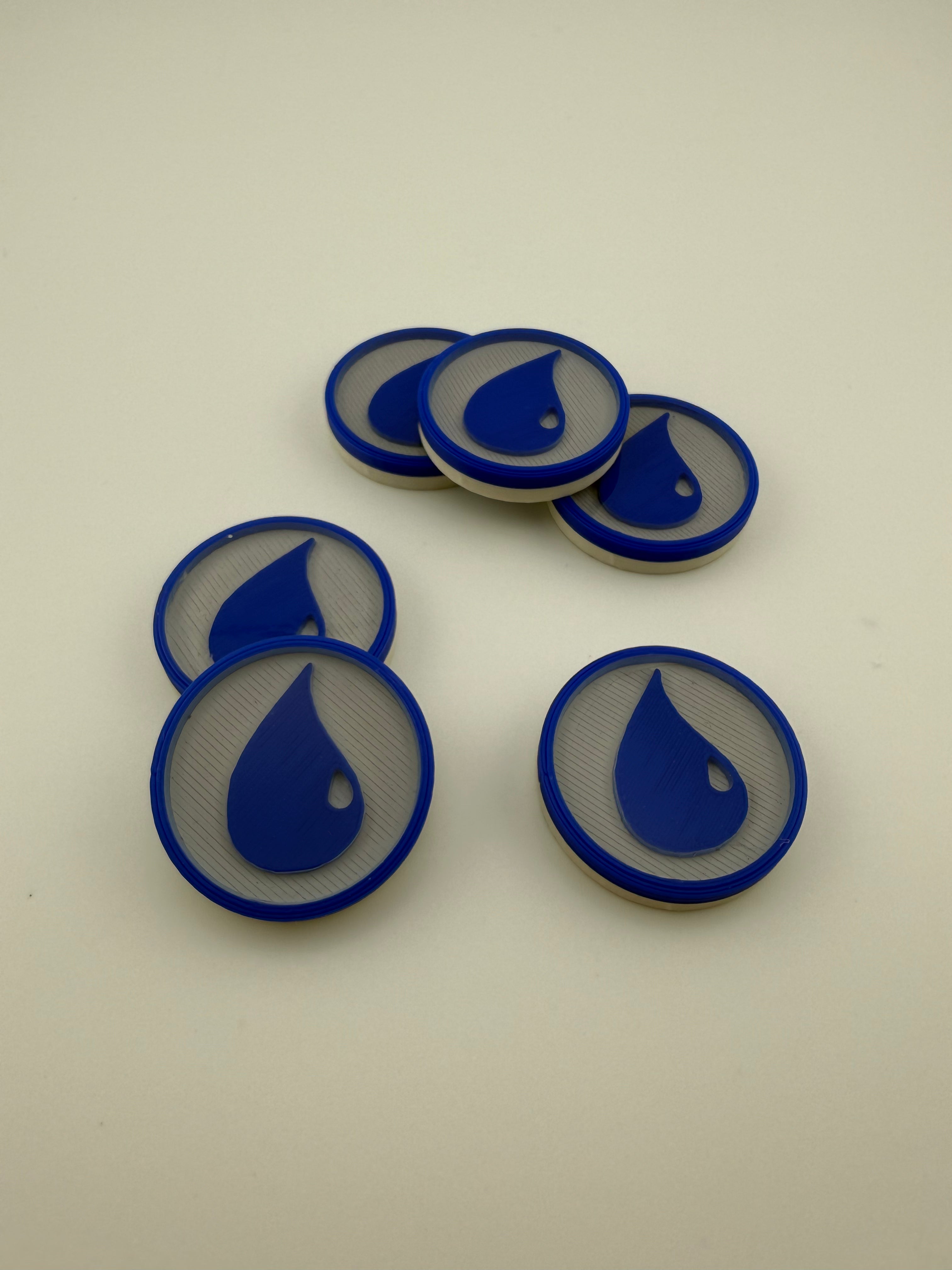 Mana Counters – MTG Token Set – Plains, Island, Swamp, Mountain, Forest, Wastes – 3D Printed Magic Accessories – Choose Your Color