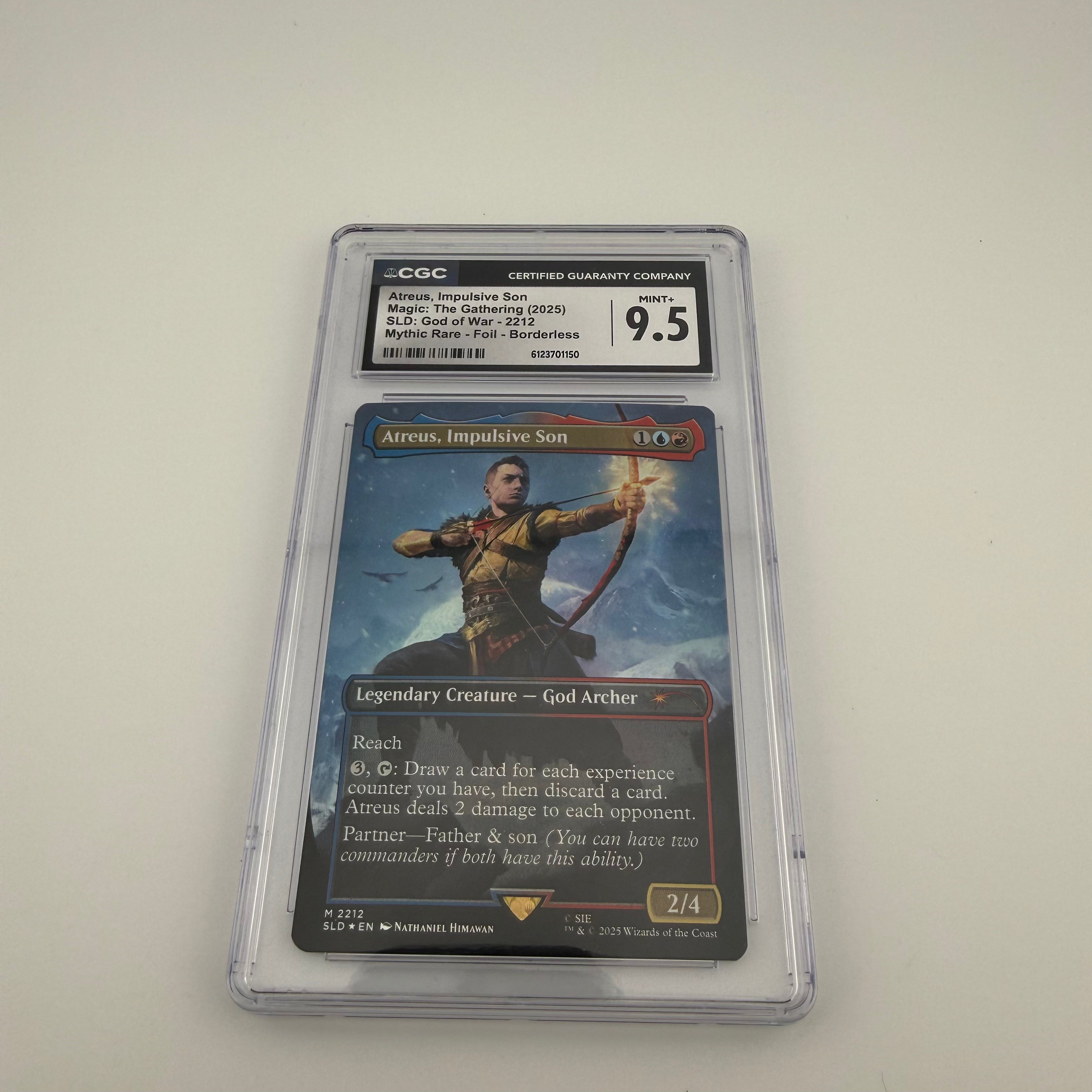 CGC 9.5 Slabbed Atreus, Impulsive Son Foil Borderless | MTG Secret Lair God of War