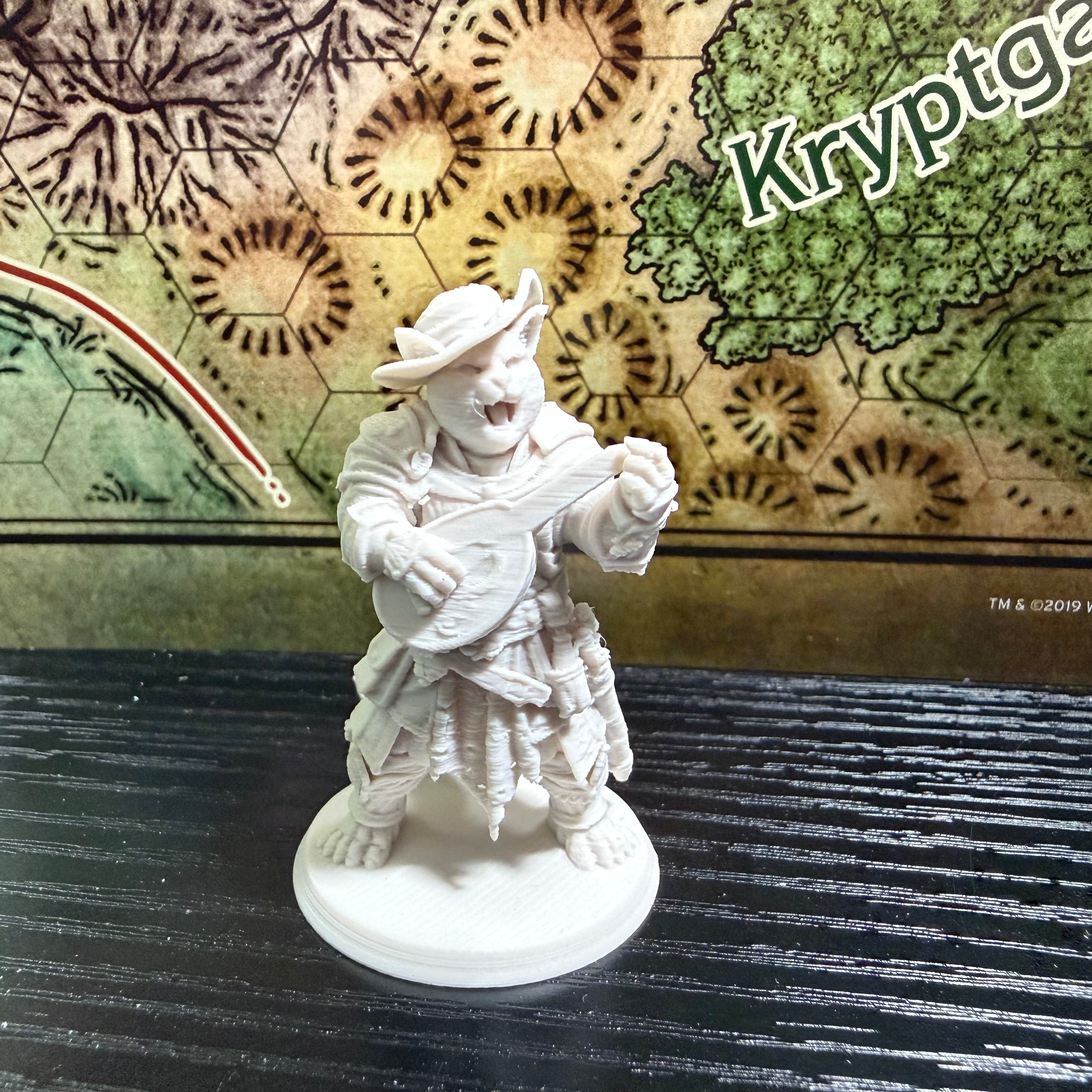 Cat Bard Miniature | 2" Fantasy Cat Musician Mini | Tabletop RPG Miniature | D&D Catfolk Bard | TTRPG Character Figure