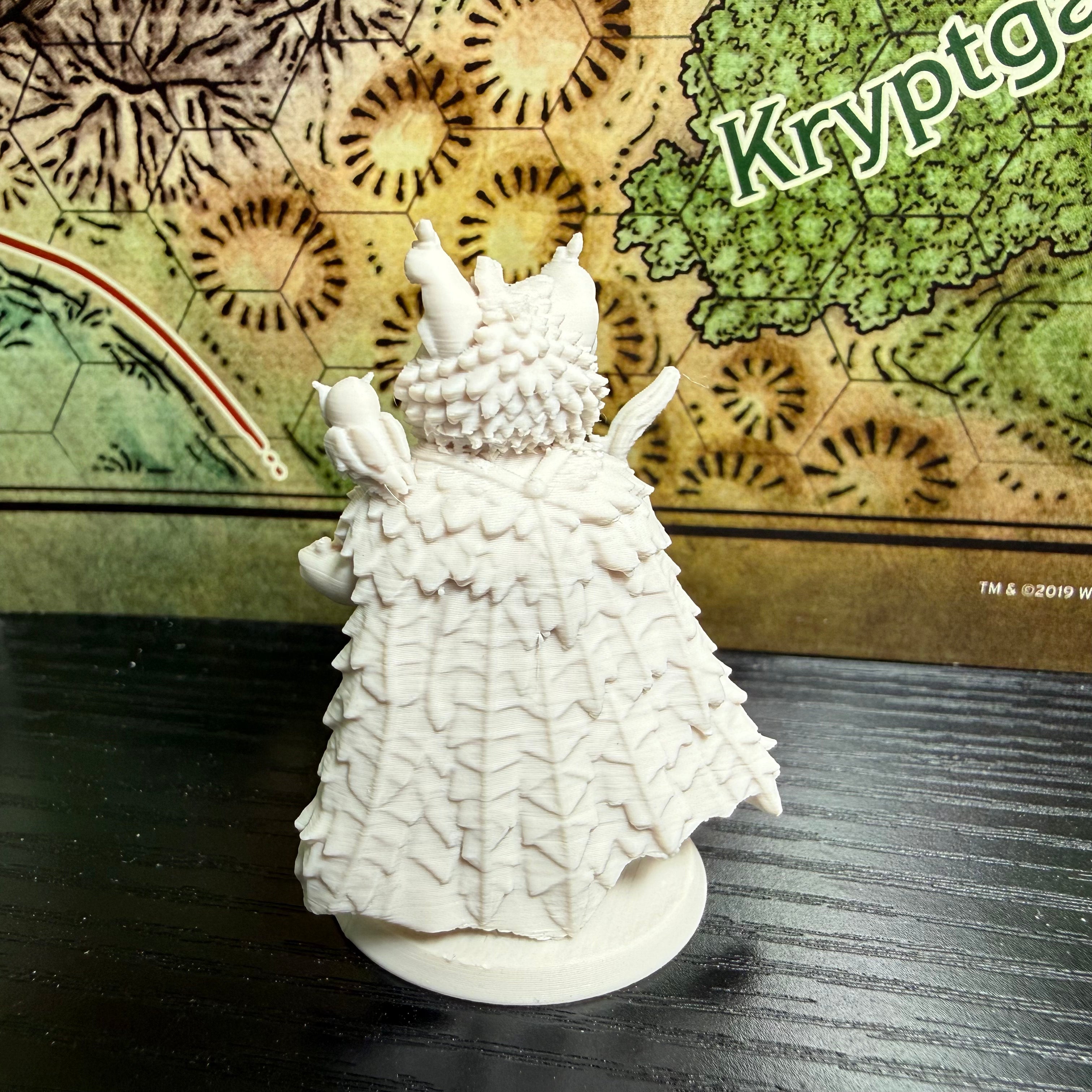 Cat Druid Miniature | 2" Fantasy Catfolk Druid with Owl Familiar | D&D Cat Mini | Tabletop RPG Miniature | Nature Guardian Figure