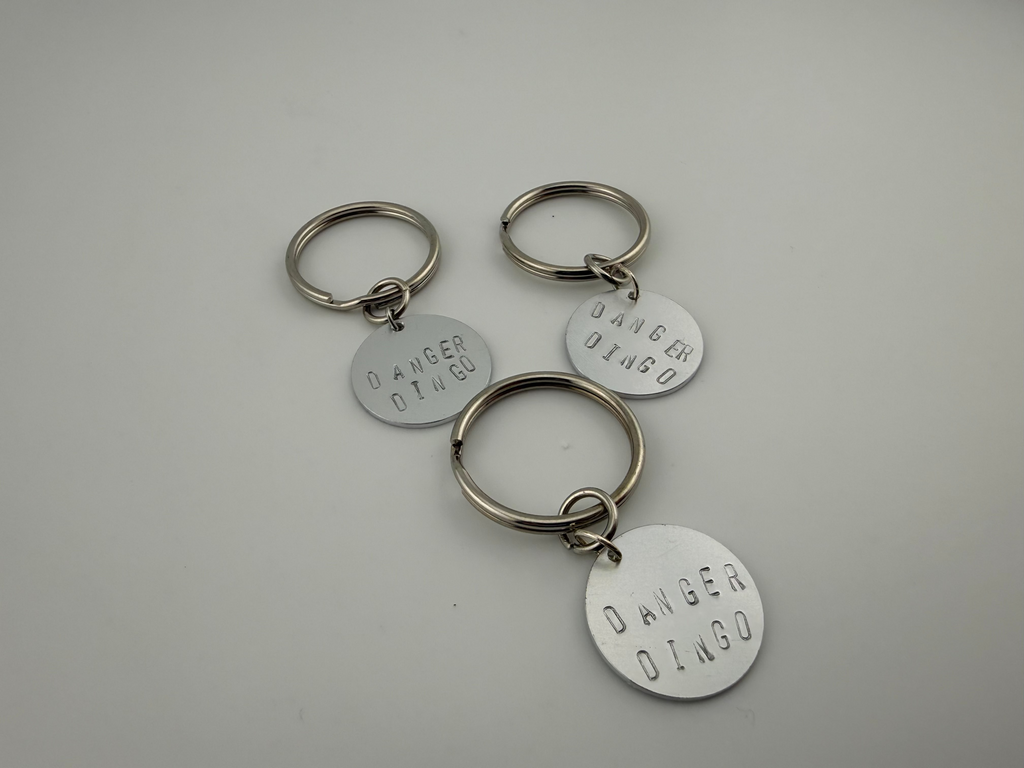 Danger Dingo Hand-Stamped Dog Tag Keychain