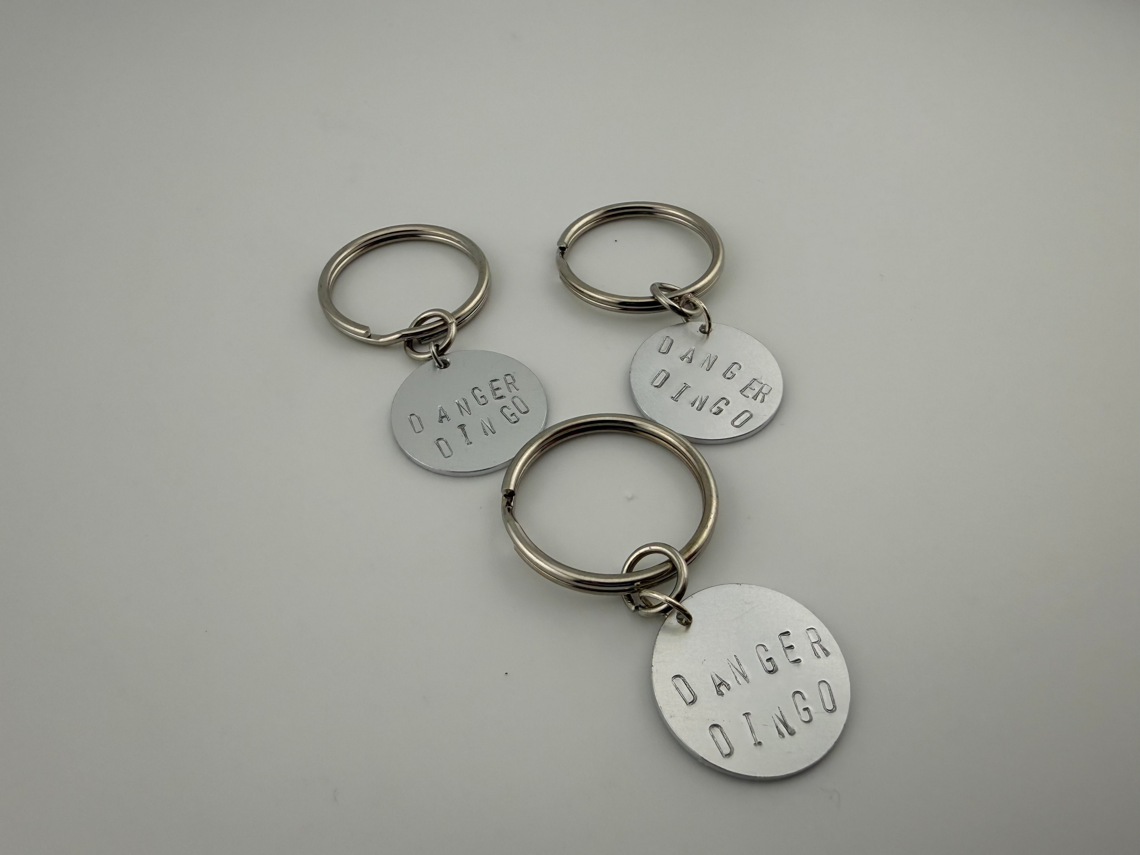 Danger Dingo Hand-Stamped Dog Tag Keychain