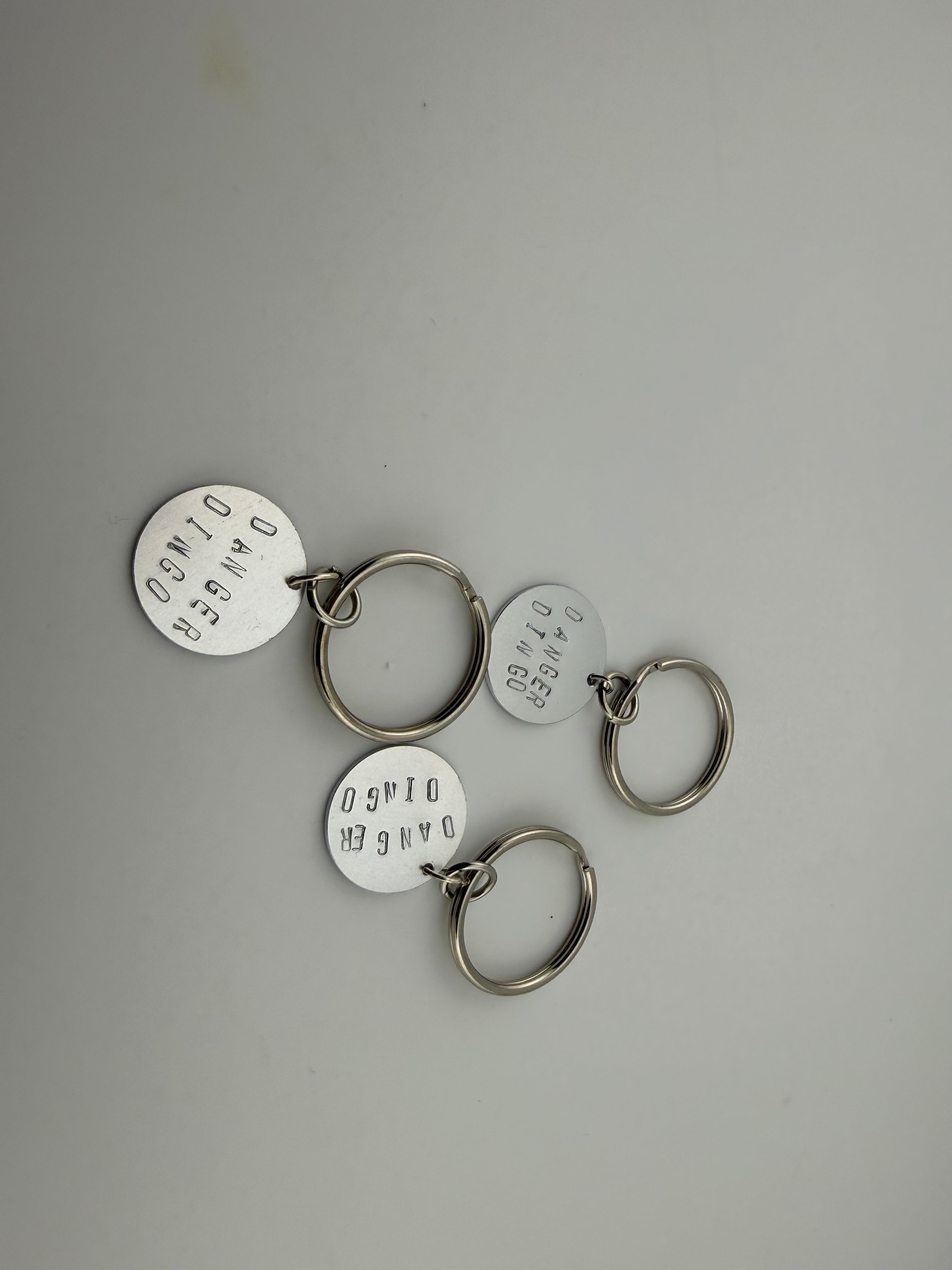 Danger Dingo Hand-Stamped Dog Tag Keychain