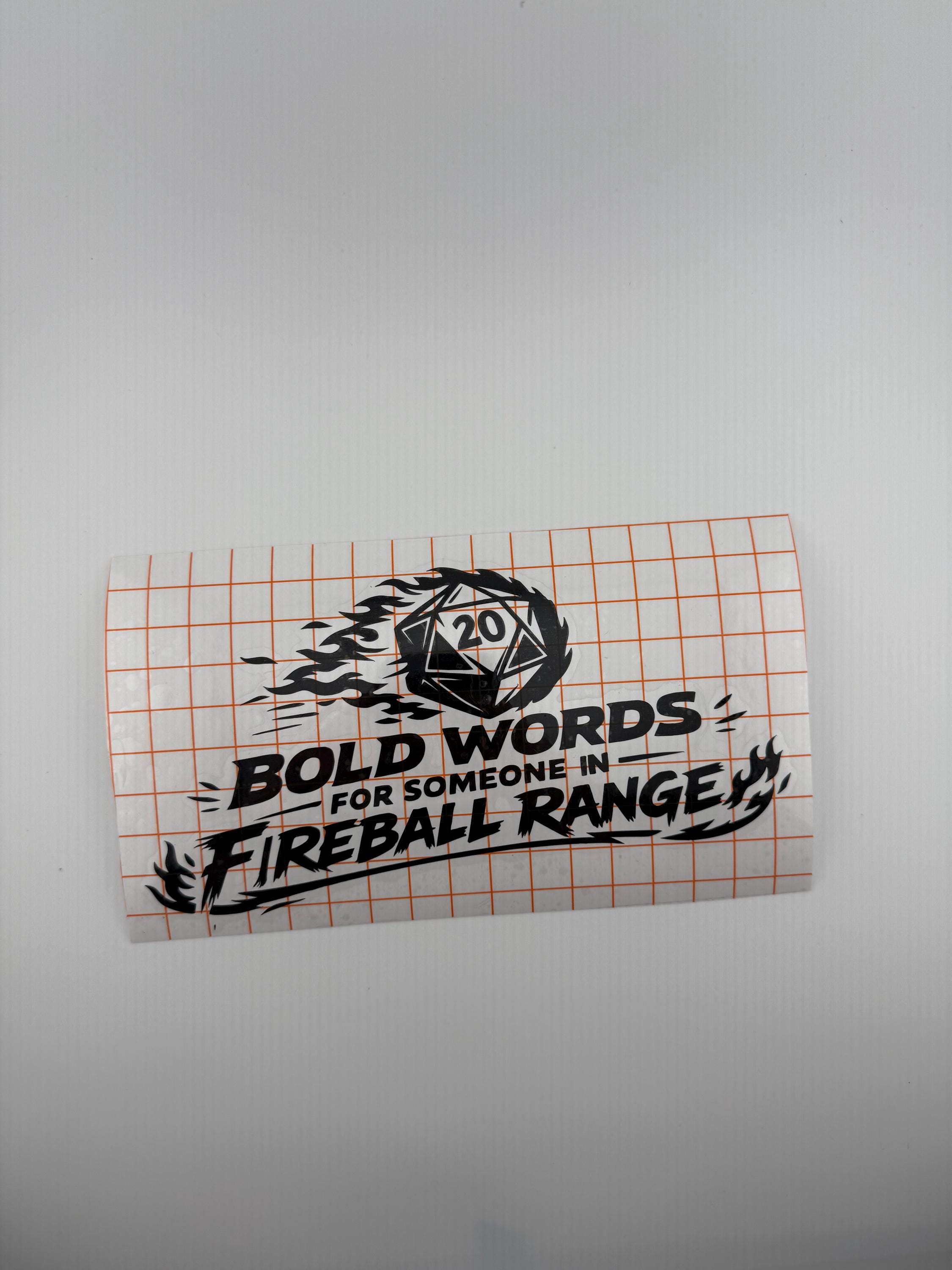 Fireball Range D20 Decal | Tabletop RPG Vinyl Sticker