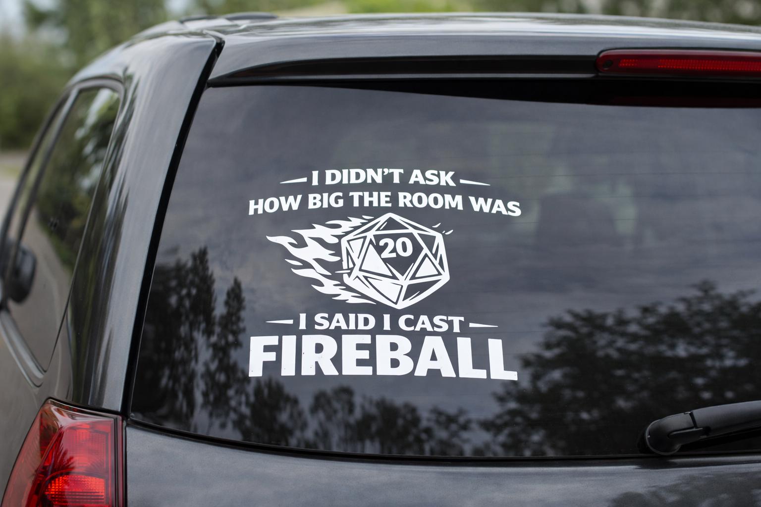 Fireball D20 Decal | Tabletop RPG Vinyl Sticker (6.5" x 5.5")