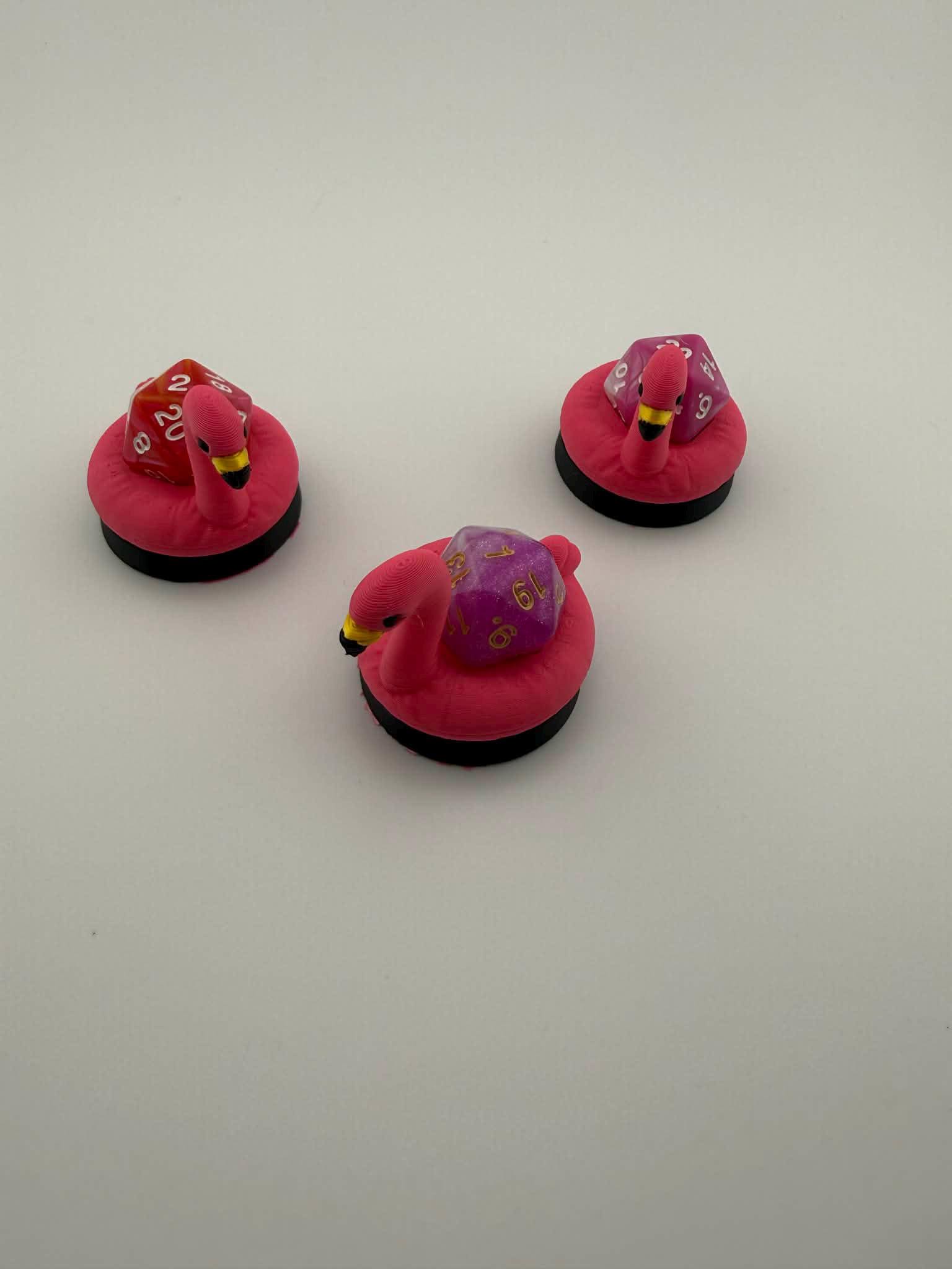 3D Printed Flamingo Pool Floatie D20 Dice Holder | MTG Commander EDH Counter