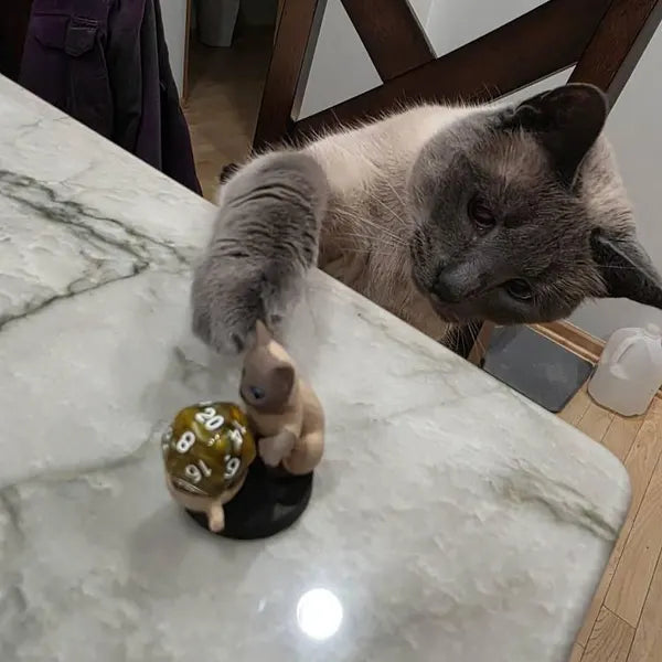 Cat Dice Holder – Cute D20 Display Stand for Tabletop RPGs