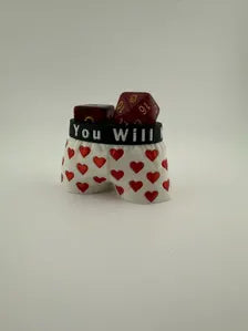 Dungeon Crawler Carl Heart Boxers Dice Holder - D6 & D20 Display Stand - Tabletop Gaming Accessory