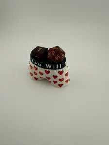 Dungeon Crawler Carl Heart Boxers Dice Holder - D6 & D20 Display Stand - Tabletop Gaming Accessory