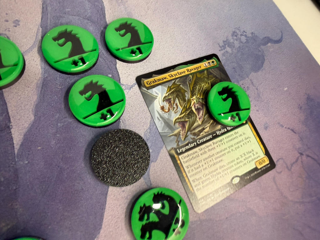 Magic the Gathering Hydra Counter Tokens | MTG Commander Counters | Green & Black | Custom MTG Accessories
