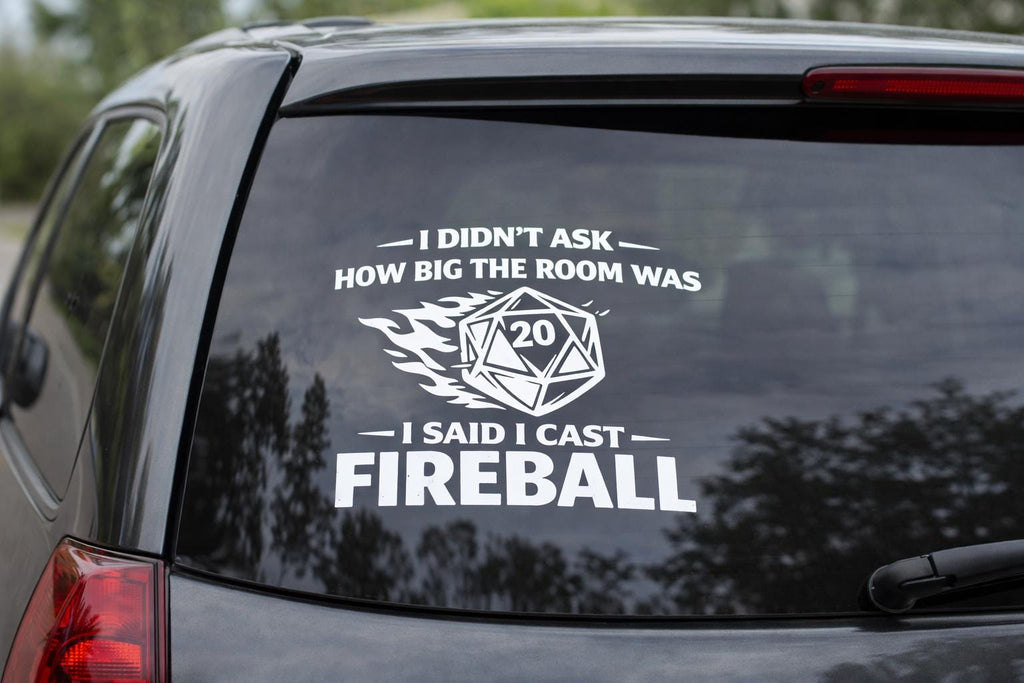 Fireball D20 Decal | Tabletop RPG Vinyl Sticker (6.5" x 5.5")