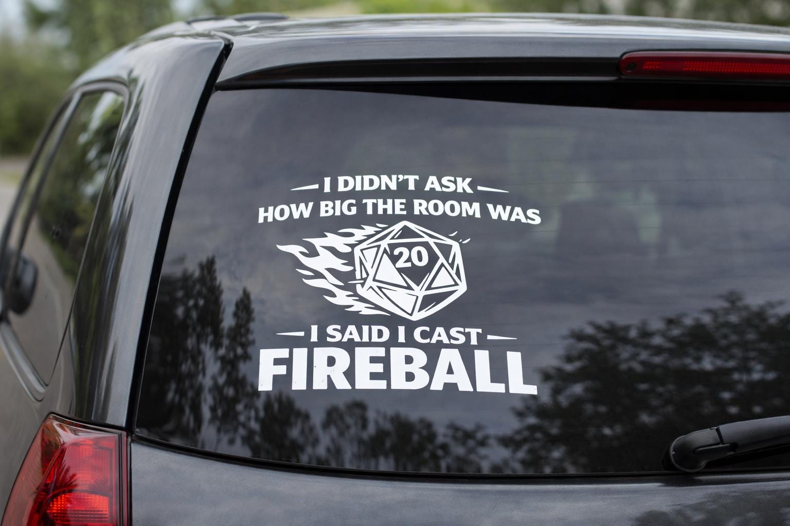 Fireball D20 Decal | Tabletop RPG Vinyl Sticker (6.5" x 5.5")