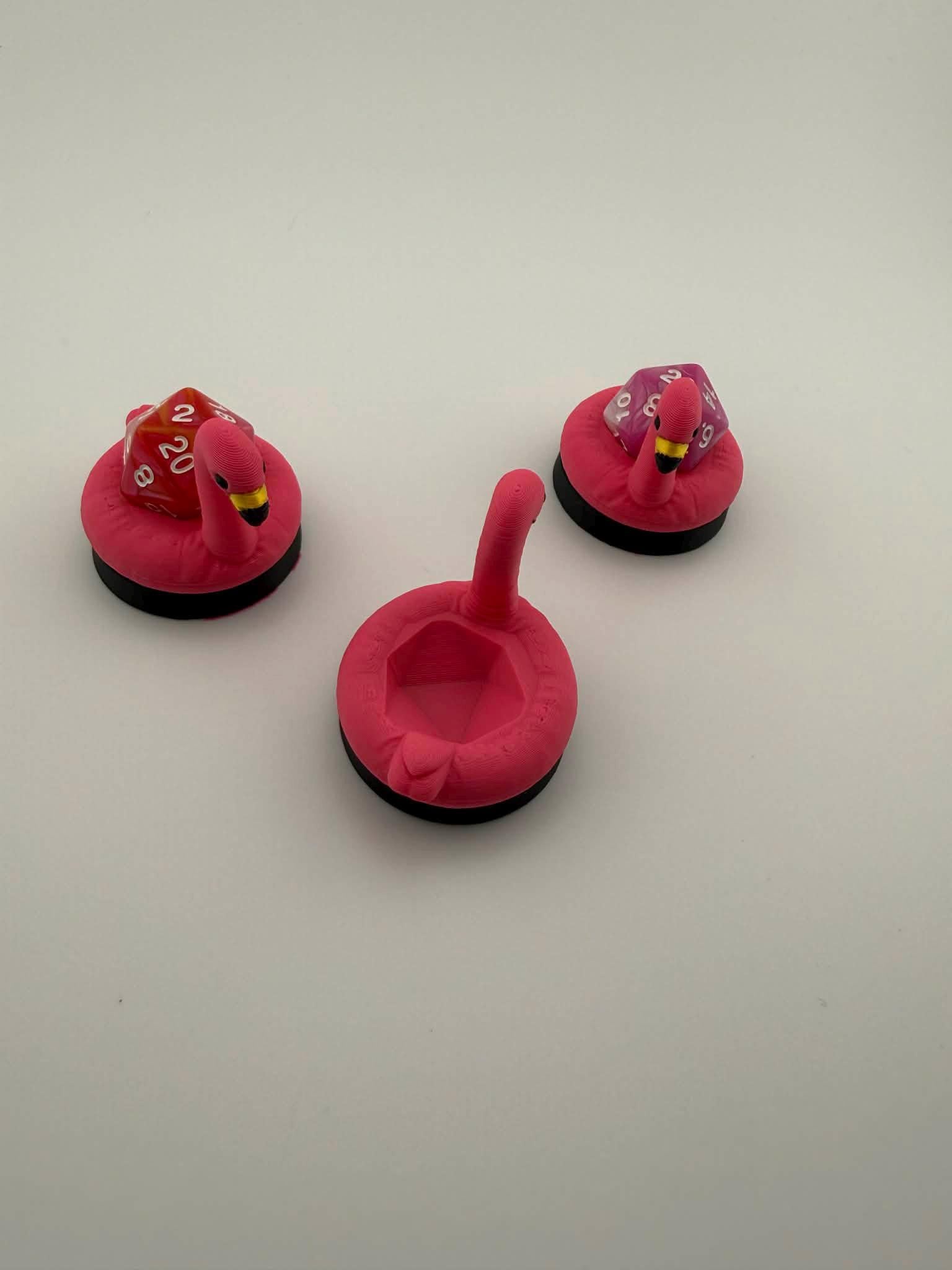 3D Printed Flamingo Pool Floatie D20 Dice Holder | MTG Commander EDH Counter