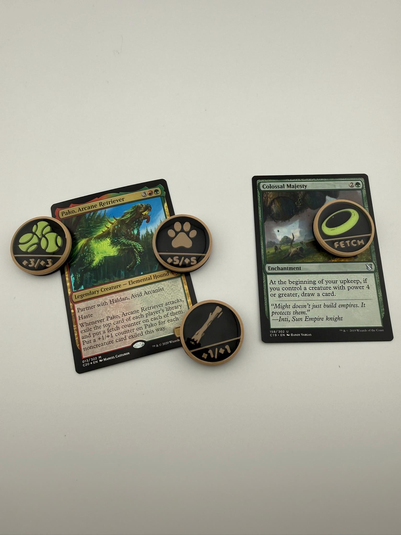 Magic the Gathering Dog +1 +1 and Fetch Counter Tokens | MTG Commander Counters | Custom MTG Accessories