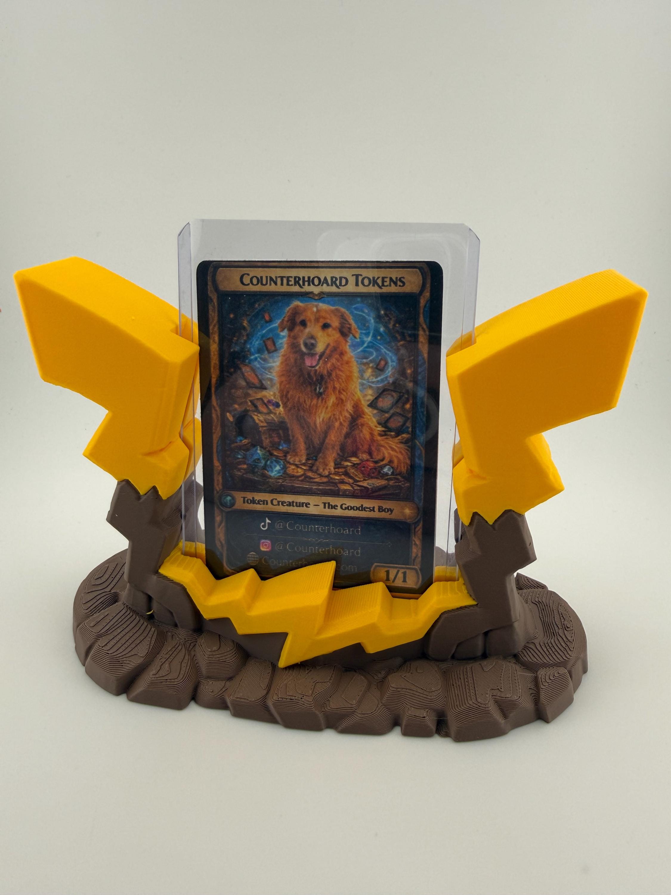 Lightning TCG Slab Card Display Holder  Electric-Themed Card Stand  Pokémon & MTG Card Display  Desk Display  Trading Card Accessory