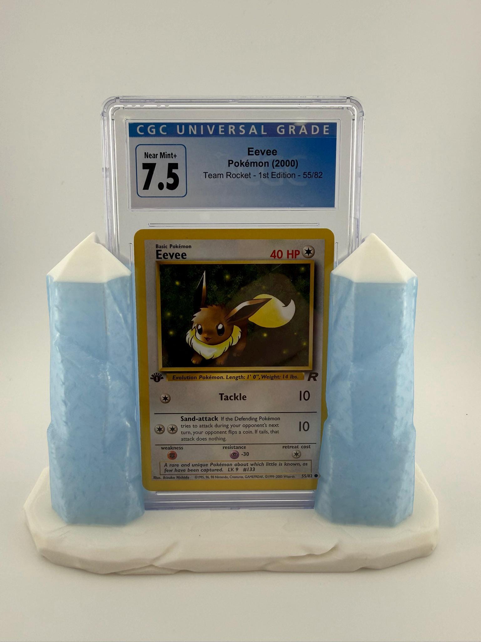 Ice Crystal TCG Slab Display Holder  Winter Themed Card Stand (Universal Slab/Toploader)