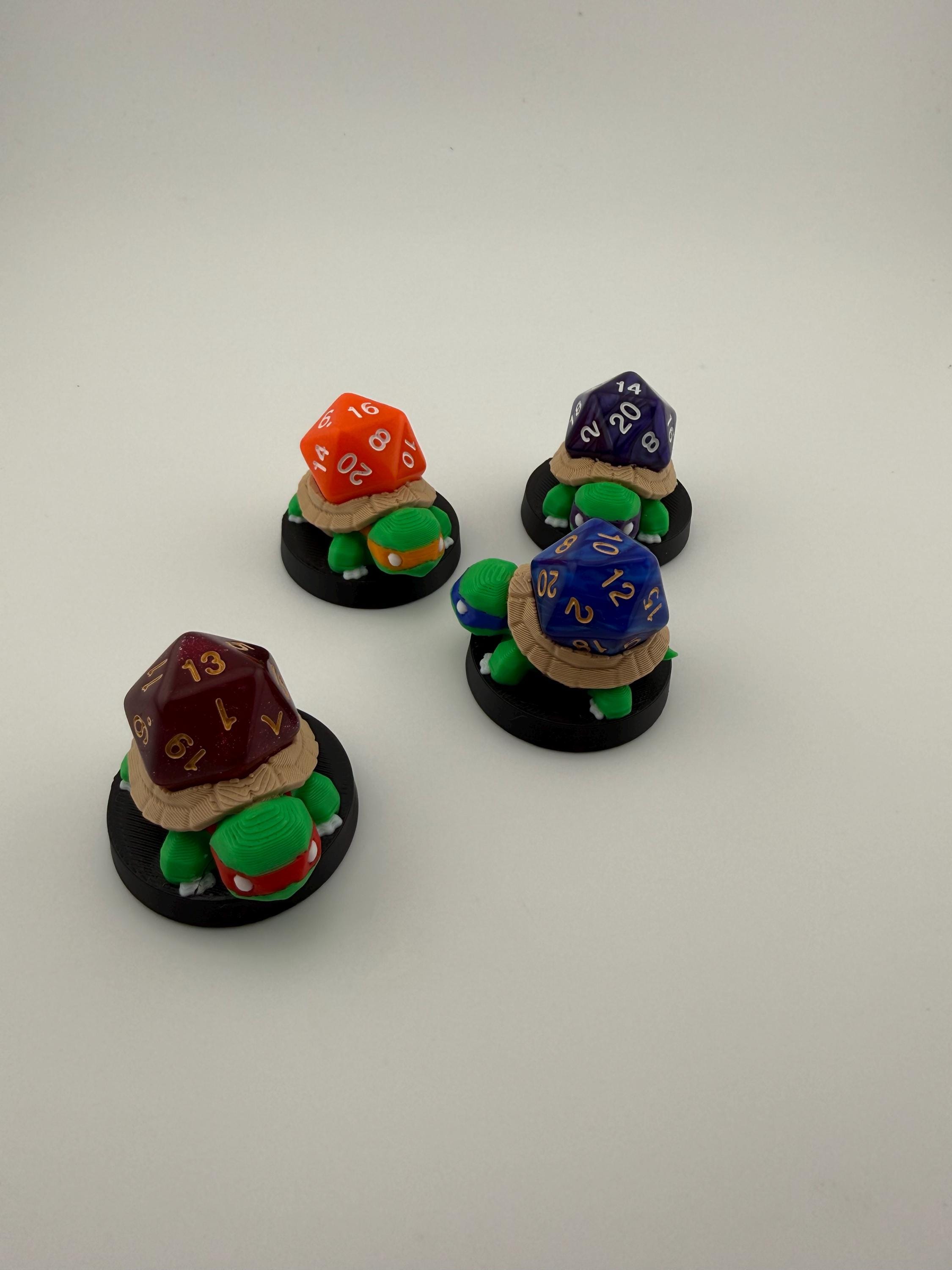 3D Printed Turtle Ninja Token Dice and Display Holder - MTG Commander Accessory