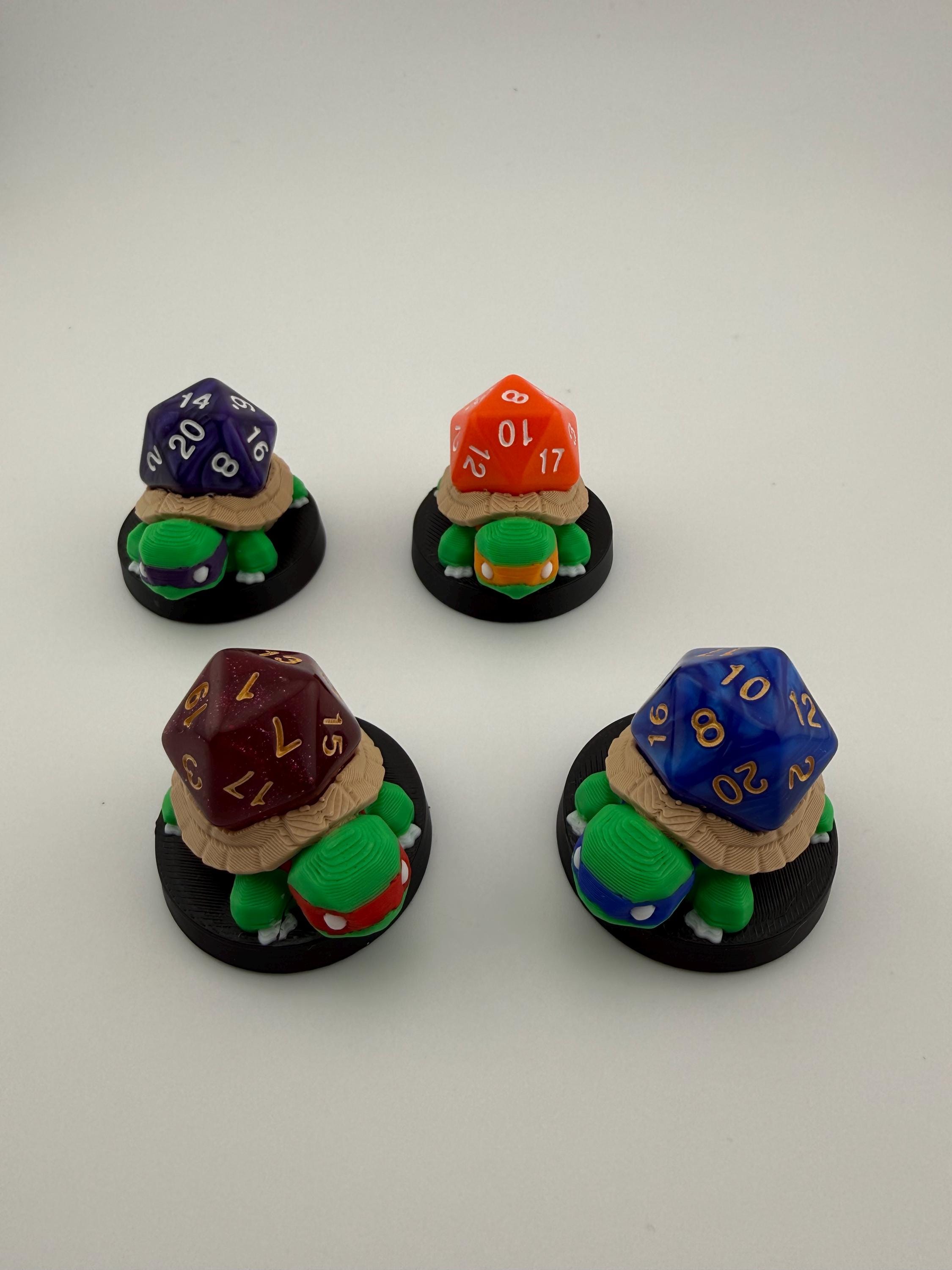 3D Printed Turtle Ninja Token Dice and Display Holder - MTG Commander Accessory
