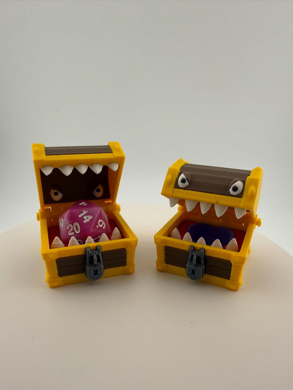 3D Printed Mimic Dice Holder – D&D RPG Treasure Chest, Two Styles Available