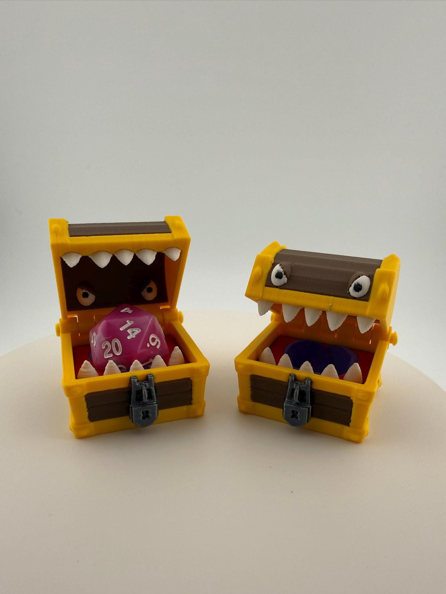 3D Printed Mimic Dice Holder – D&D RPG Treasure Chest, Two Styles Available