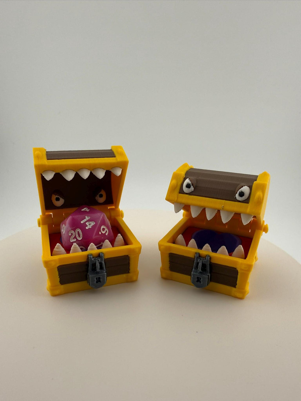 3D Printed Mimic Dice Holder – D&D RPG Treasure Chest, Two Styles Available