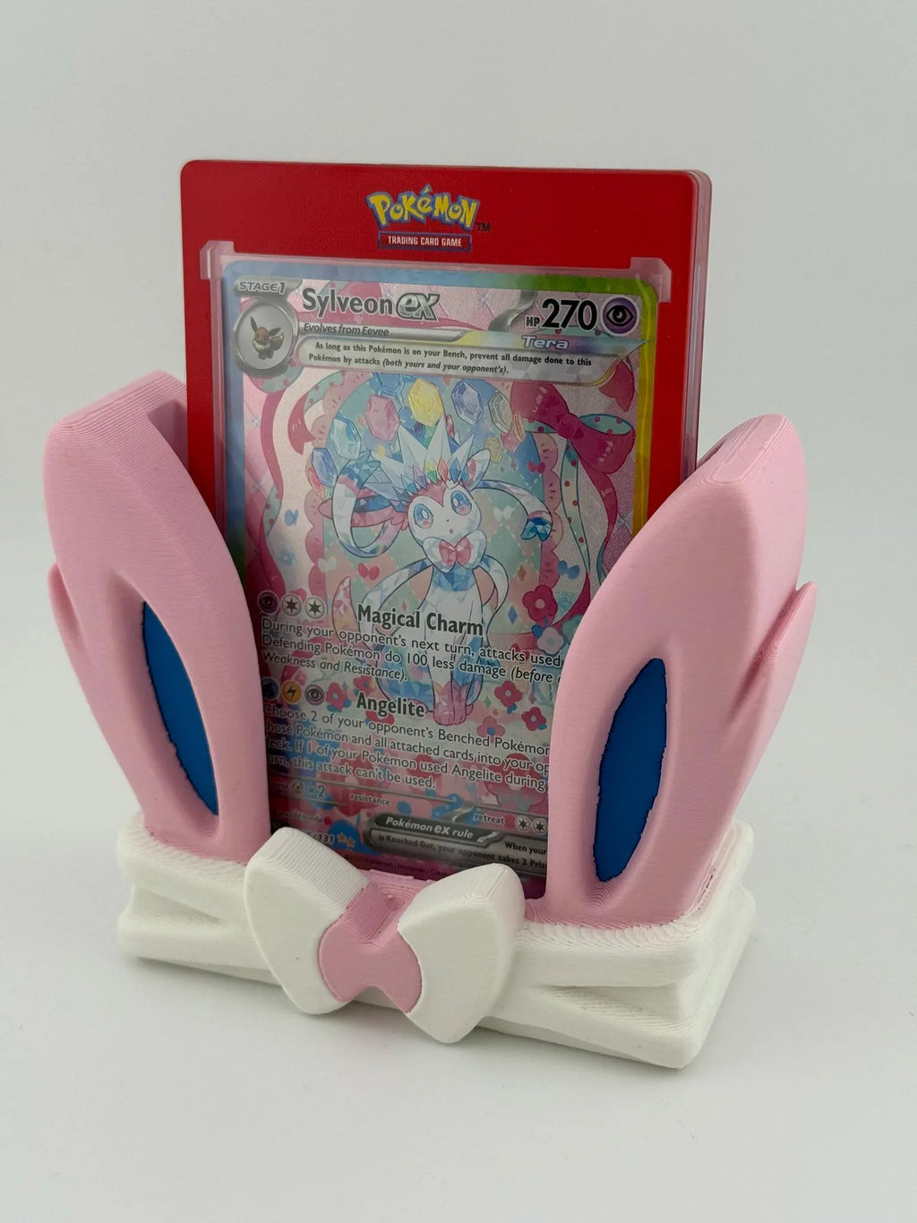 Sylveon Inspired Card Display Stand – 3D Printed Slab Holder for Pokemon (CGC, PSA, Toploader, One-Touch)