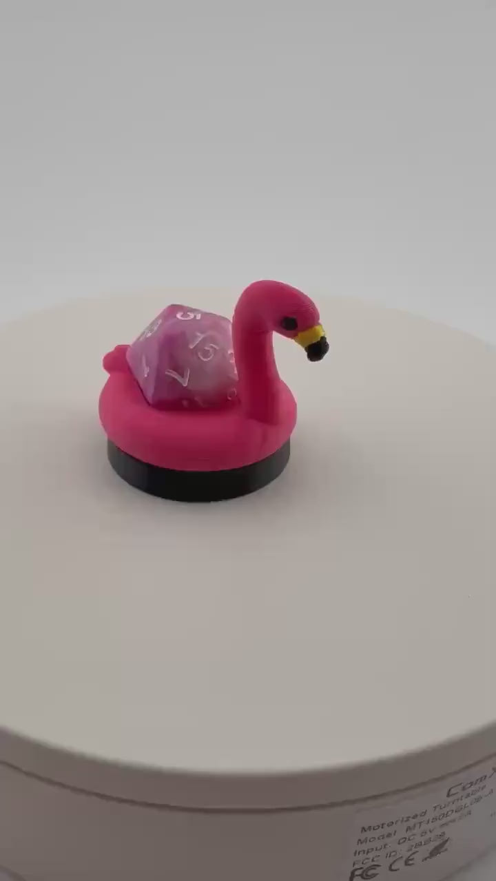 3D Printed Flamingo Pool Floatie D20 Dice Holder | MTG Commander EDH Counter