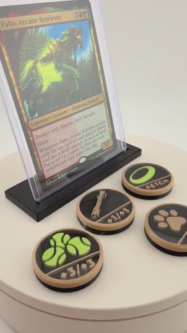 Magic the Gathering Dog +1 +1 and Fetch Counter Tokens | MTG Commander Counters | Custom MTG Accessories