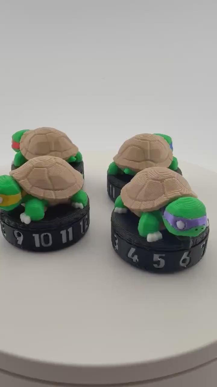 3D Printed Turtle Ninja Clicker 1-12 Token / Counter base - MTG Commander Accessory